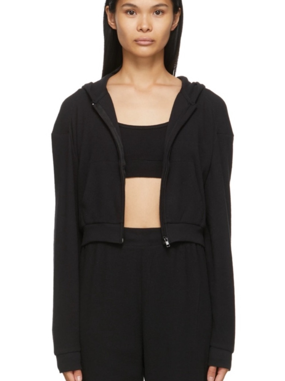 Skims Waffle Cropped Hoodie